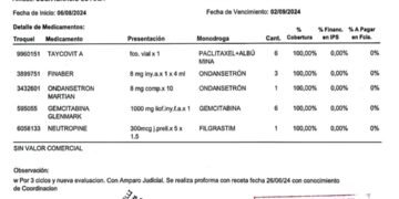 Casi 50 días después el IPS autorizó una quimioterapia