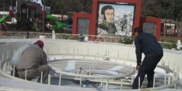 Hipólito Yrigoyen: Refaccionan la Plaza Independencia