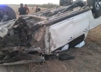 VIDEO: Choque y vuelco en la Ruta Nacional 50