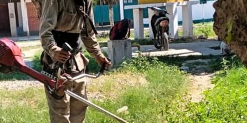 Hipólito Yrigoyen: Limpieza y desmalezado en espacios verdes