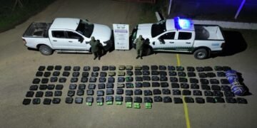 Intentaron huir con 614 kilos de hojas de coca