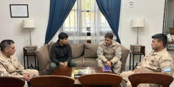 Baltasar Lara recibió a la autoridades de la Prefectura Naval Argentina