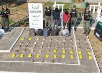 Gendarmes detienen a dos personas con 55 kilos de cocaína en una zona montuosa