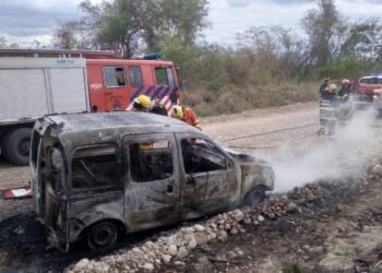 Se incendió una Kangoo en la Ruta Provincial 18