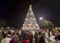 Encendieron las luces del arbolito de navidad en el acceso sur