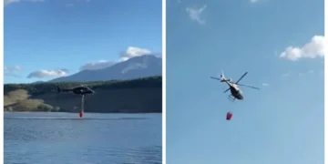 Con helicópteros y helibalde, las Fuerzas Armadas combaten incendios en Chubut