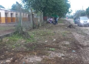 Padres limpiaron el predio de la Escuela “Terrones Riera”