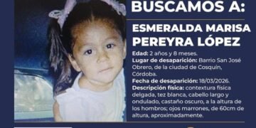 Activan Alerta Sofía por la desaparición de una niña de 2 años en Cosquín